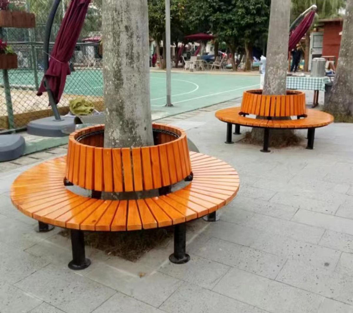 round wooden tree benches (5) 圆形木树凳 (5)