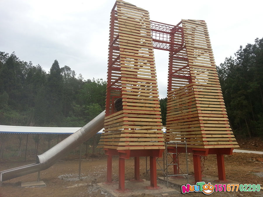 非标游乐+双子塔组合滑梯+儿童乐园设备+不锈钢滑梯案例 (2) 非标游+双子塔组合滑梯+儿童乐园设备+不锈钢滑梯箱(2个)
