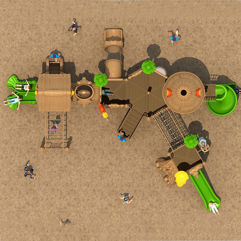 孩子们最喜欢的茅草主题户外游乐场滑梯