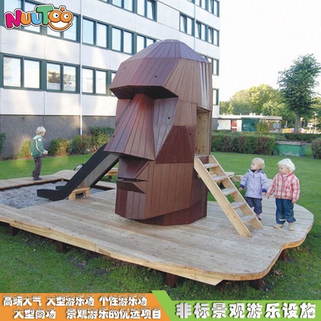 户外景观雕塑 大型艺术人头组合滑梯 非标游乐设施定制厂家