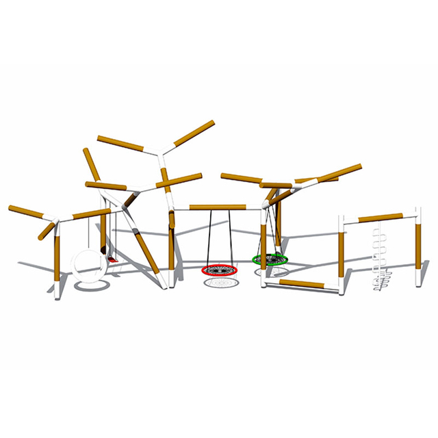 耐用镀锌管儿童多人树枝秋千 