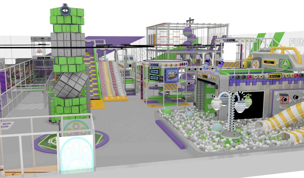 【紫绿工业风】室内运动乐园产品详情展示