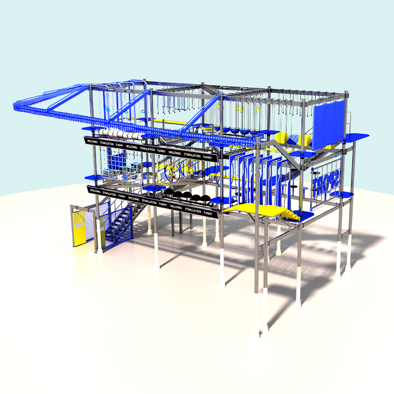 蓝黄活力高空拓展设备 室内青少年闯关游乐设施厂家定制