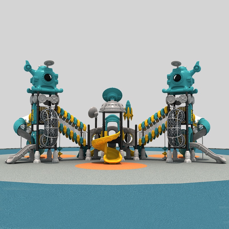 火箭主题儿童游乐场滑梯，尽享宇宙乐趣