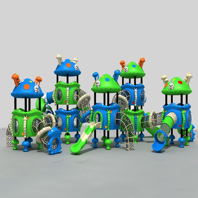 彩色蘑菇滑梯套装，带商用游乐设施