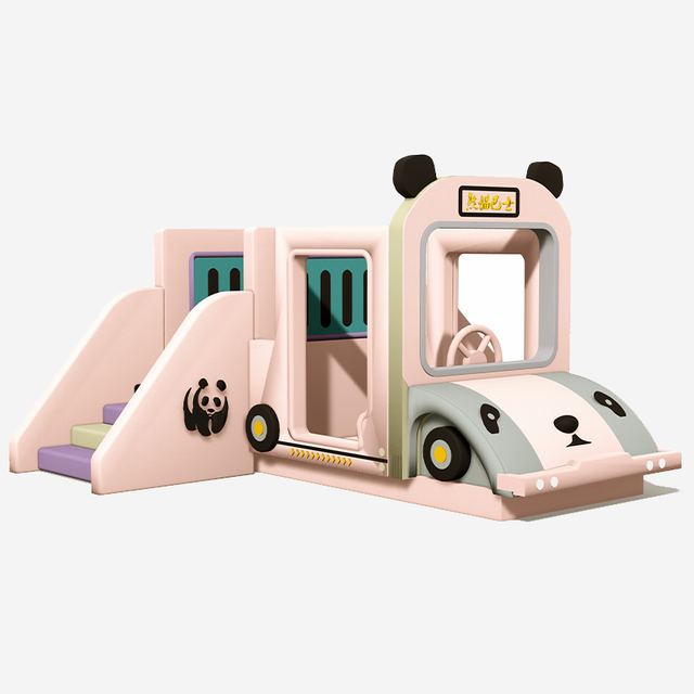 熊猫巴士主题室内软体攀爬器带滑梯