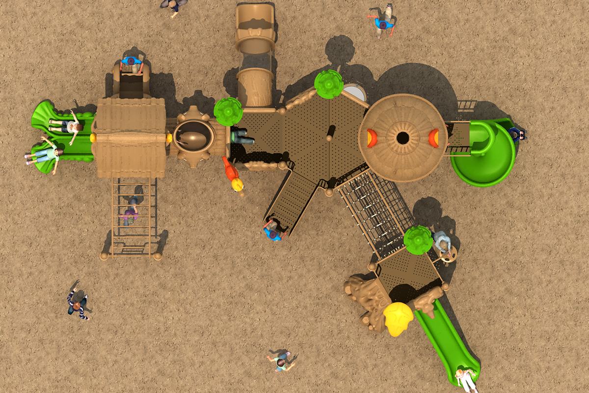 小型后院的户外滑梯游乐场 (3)