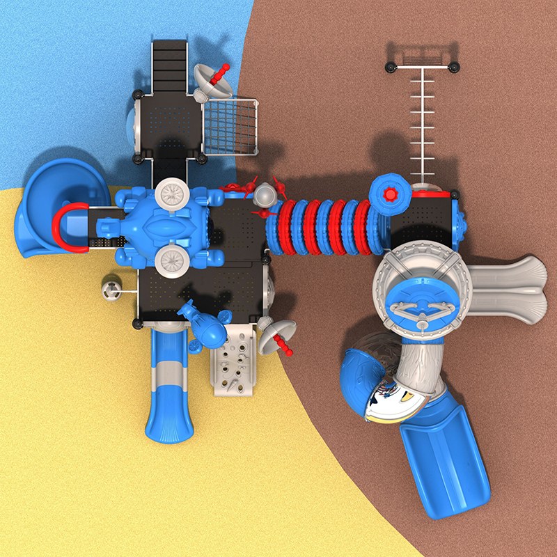 儿童火箭船户外游乐场滑梯探险