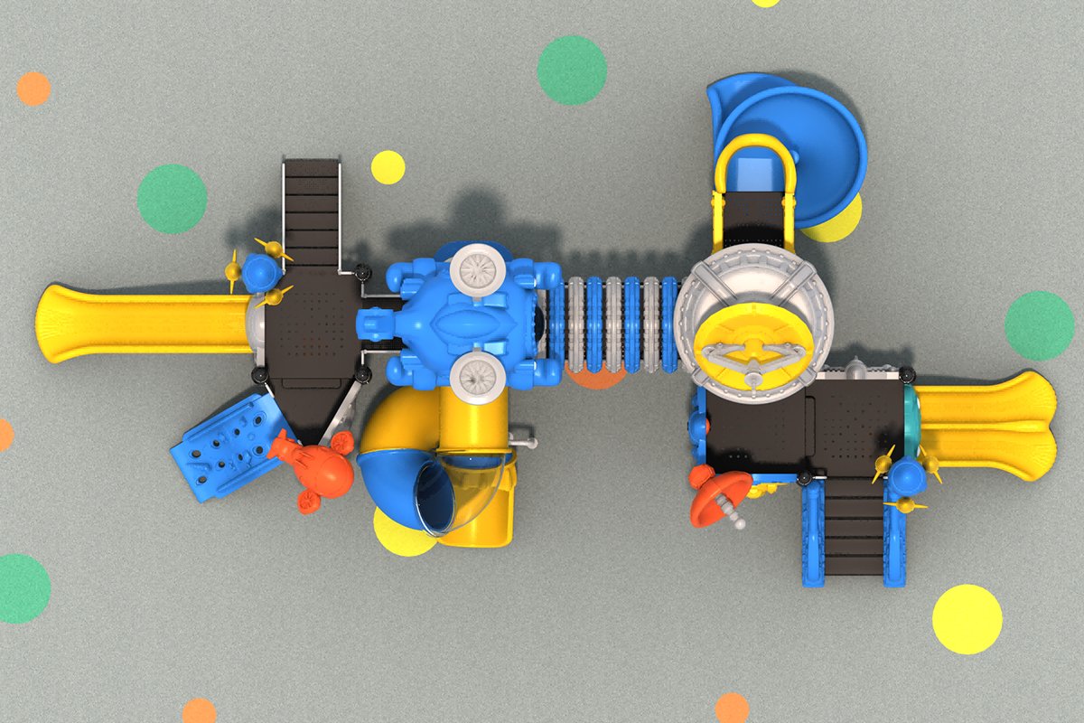 户外儿童游乐场滑梯空间 (1)