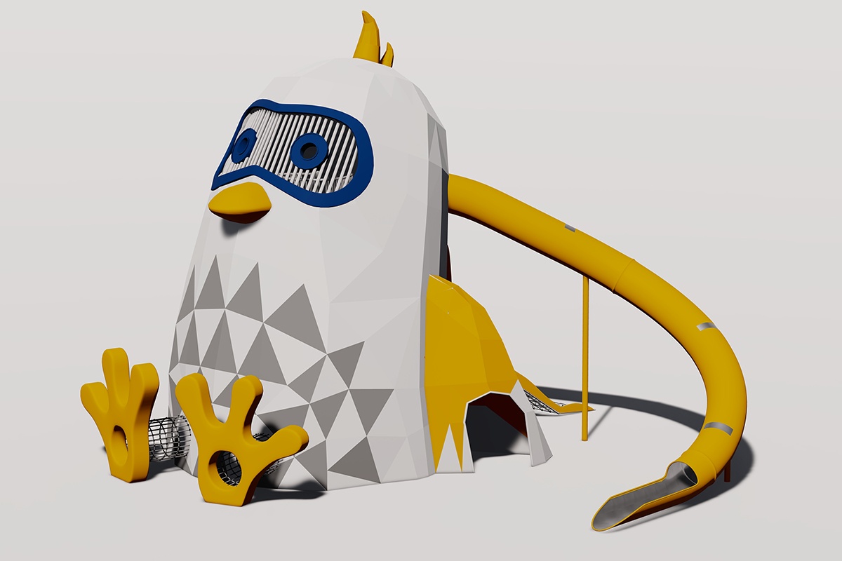 以鸡为主题的游乐场滑梯 (3)