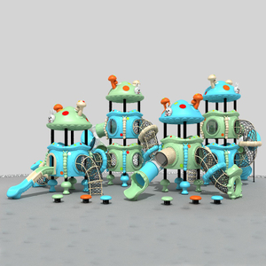 奇特的蘑菇主题儿童滑梯，配有安全栏 