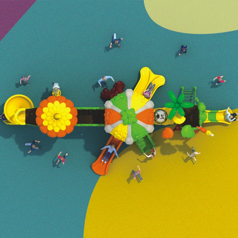 儿童森林探险游乐场滑梯，安全玩耍