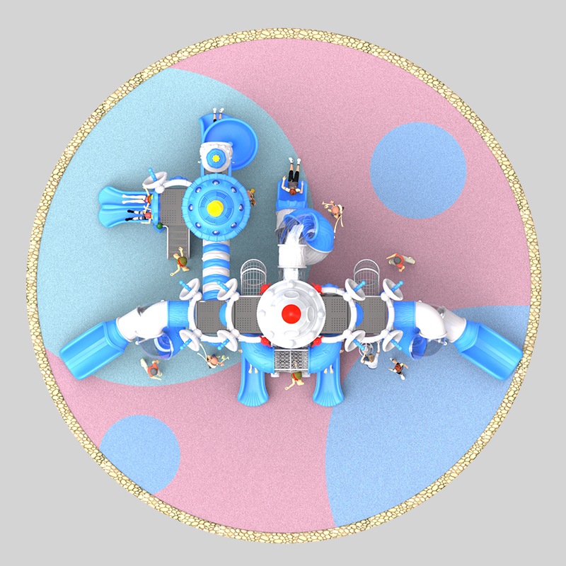 有趣的户外游乐场，包括公园的太空主题滑梯