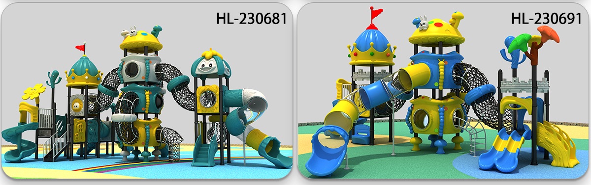 耐用 HDPE 塑料游乐场滑梯 (1)