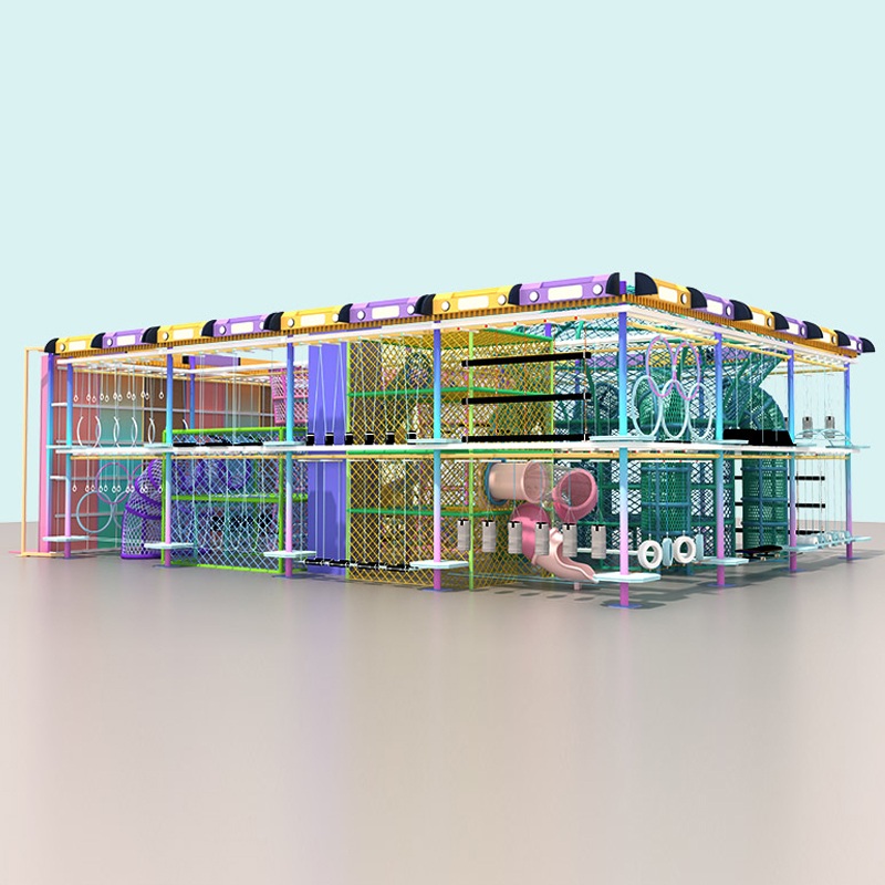 多巴胺色系高空拓展设备 室内儿童拓展训练游乐设施厂家定制