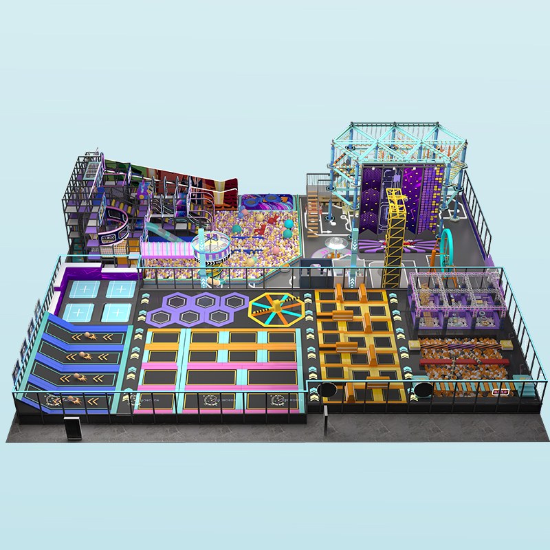 赛博朋克风室内运动乐园 潮玩蹦床设备厂家定制安装