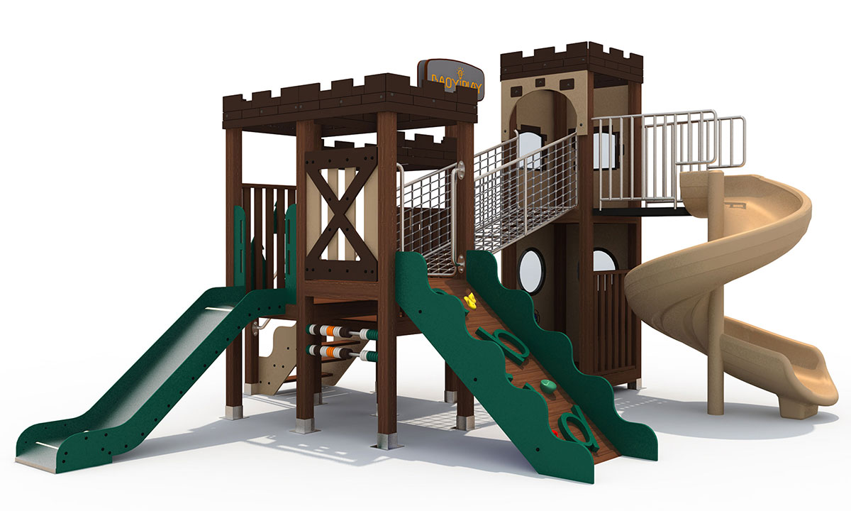 仿木组合滑梯_塑木滑梯 (11)