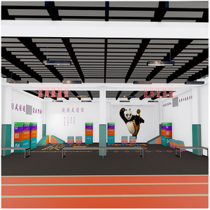 功夫熊猫武道馆体适能训练设备_少儿武术体适能跑酷训练器材_室内游乐设备定制_软包教具生产厂家