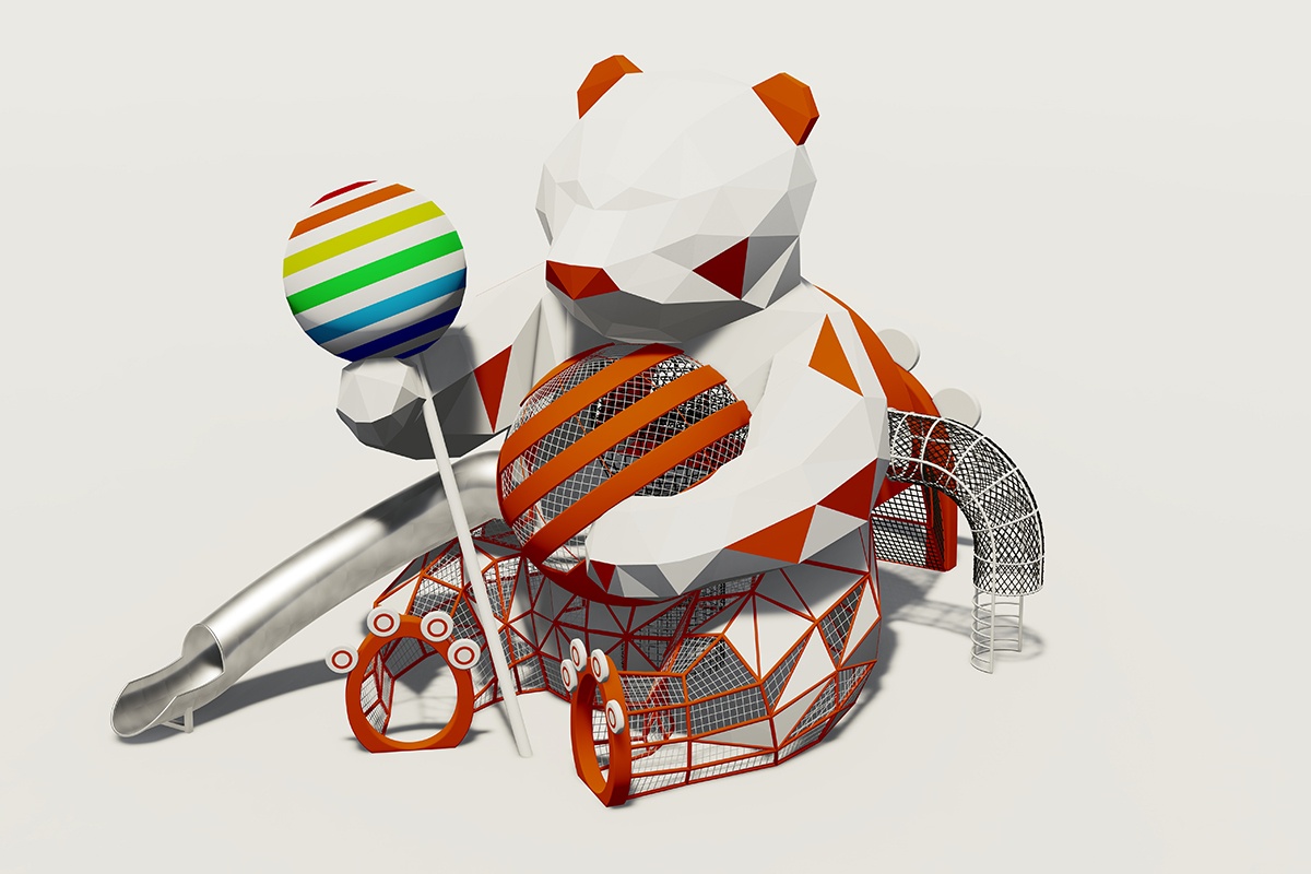 以熊为主题的游乐场滑梯 (1)