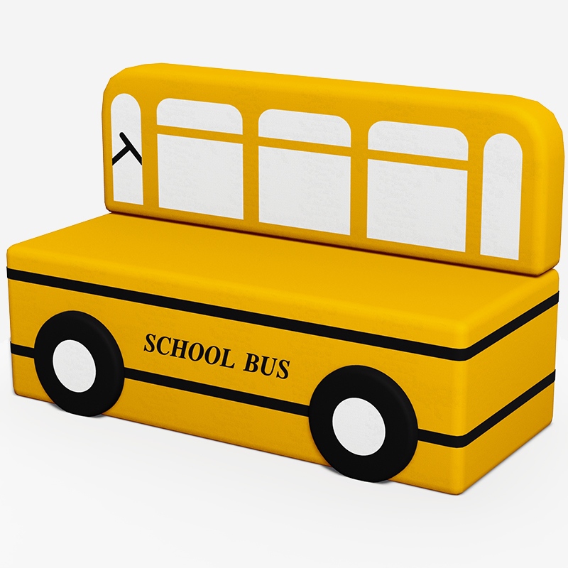 校车造型儿童软体沙发_幼儿园软包休息座椅_早教中心卡角色扮演道具