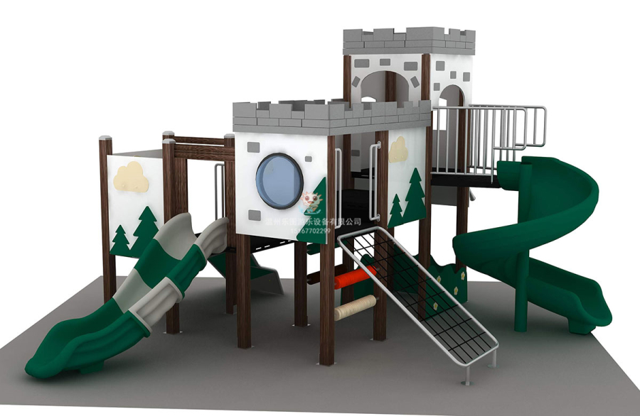 仿木组合滑梯_塑木滑梯 (5)