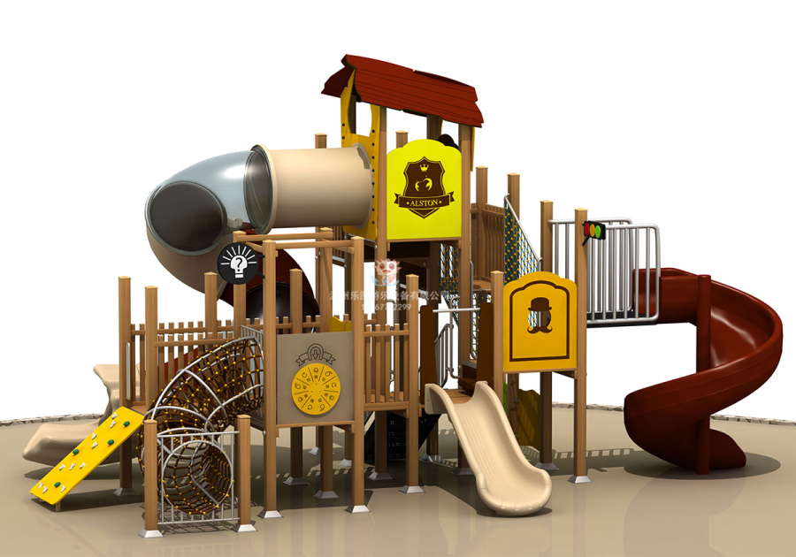 仿木组合滑梯_塑木滑梯 (15)