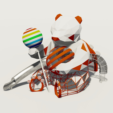 熊主题滑梯：公园趣味宠物游乐设备 