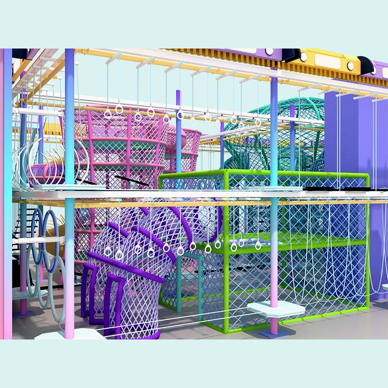 多巴胺色系高空拓展设备 室内儿童拓展训练游乐设施厂家定制