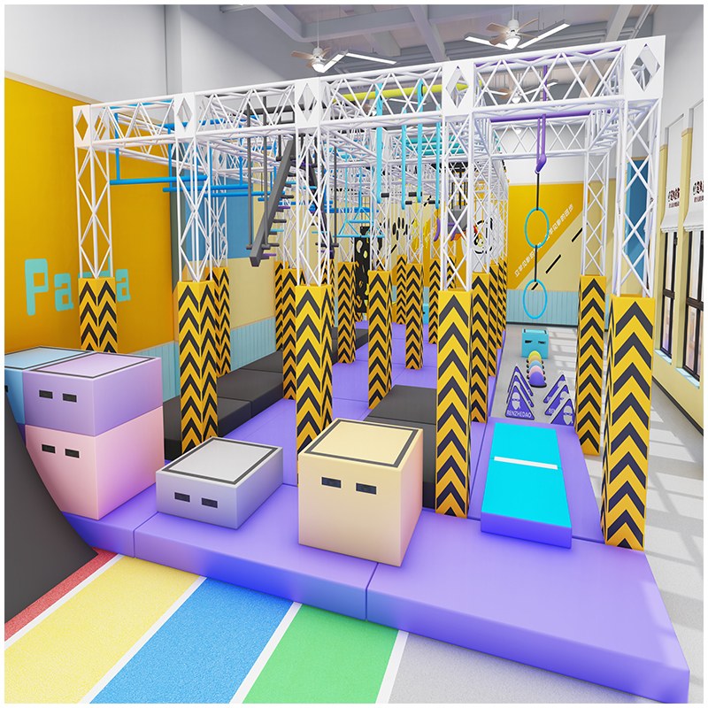 室内忍者道儿童跑酷闯关游乐设备_上肢力量 + 核心体能提升_网红忍者跑酷乐园定制