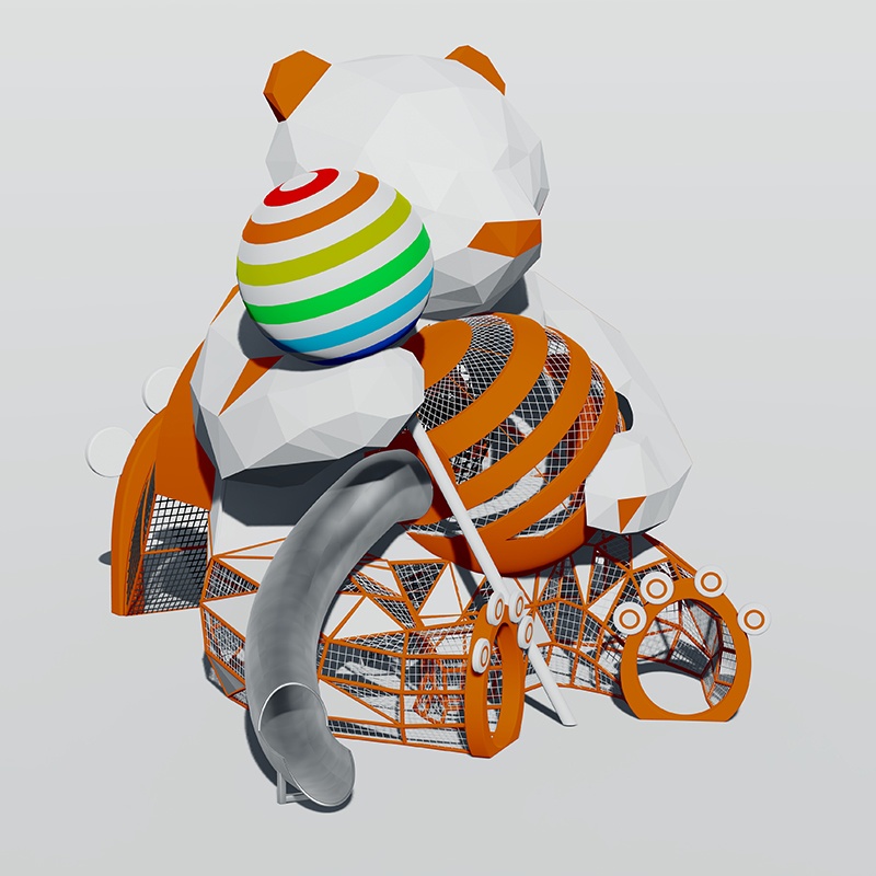 熊主题滑梯：公园趣味宠物游乐设备 