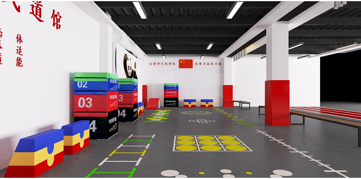 功夫熊猫武道馆体适能训练设备其他配色方案展示（红）