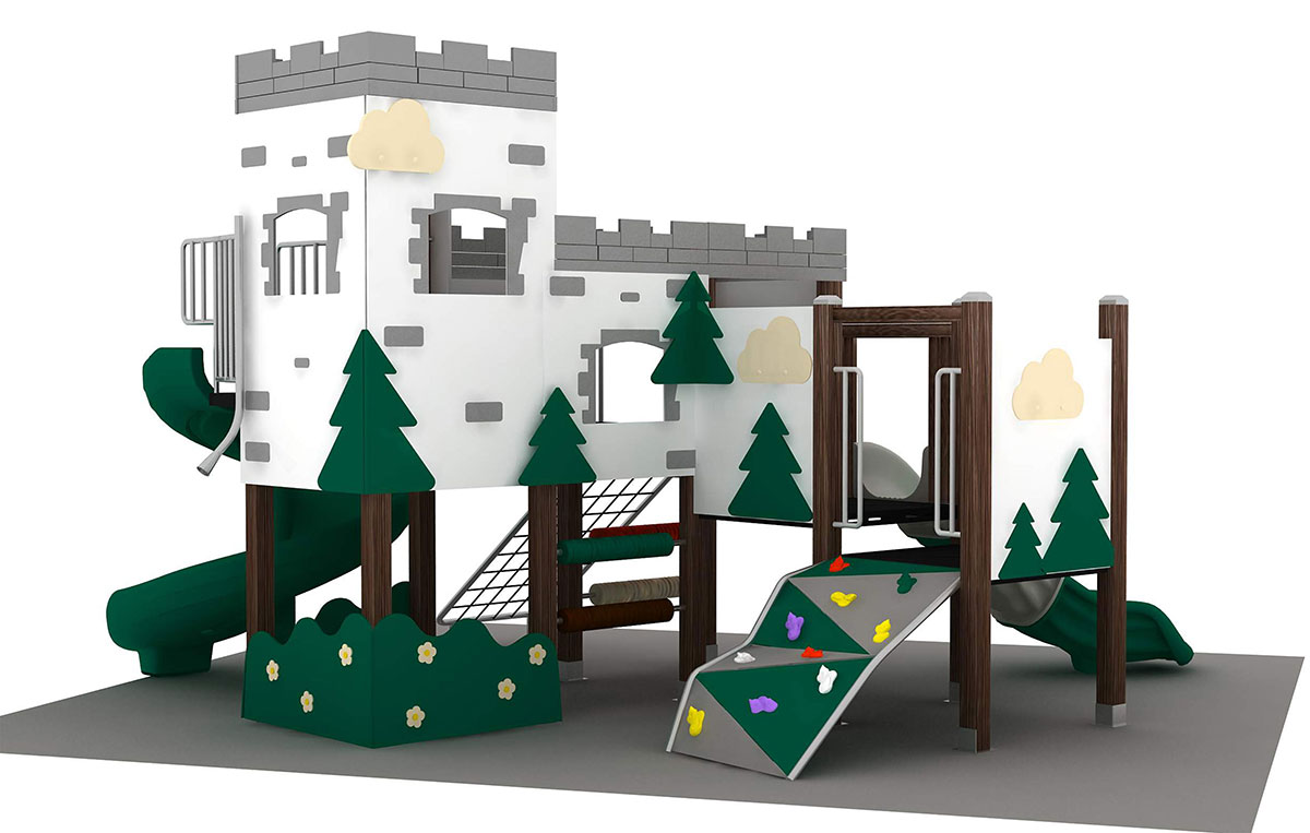 仿木组合滑梯_塑木滑梯 (1)