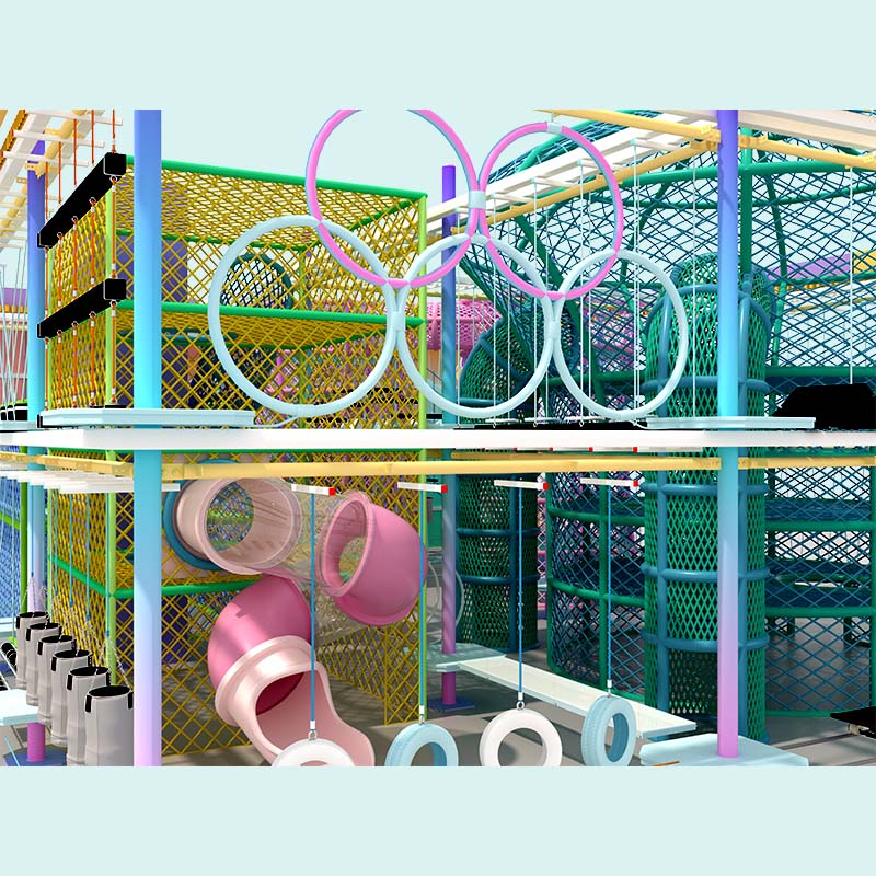 多巴胺色系高空拓展设备 室内儿童拓展训练游乐设施厂家定制