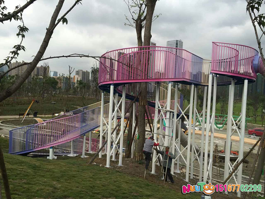非标游乐+成都高投走廊及不锈钢大滑梯+天鹅组合滑梯 (8)