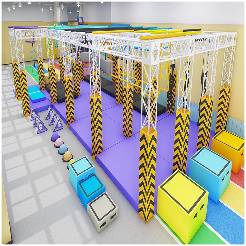 室内忍者道儿童跑酷闯关游乐设备_上肢力量 + 核心体能提升_网红忍者跑酷乐园定制