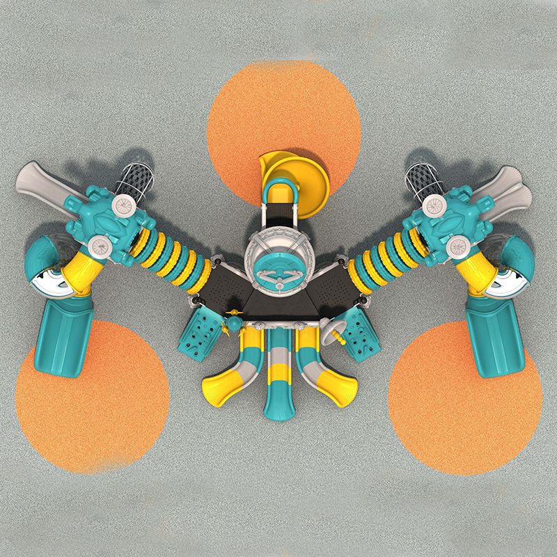 火箭主题儿童游乐场滑梯，尽享宇宙乐趣