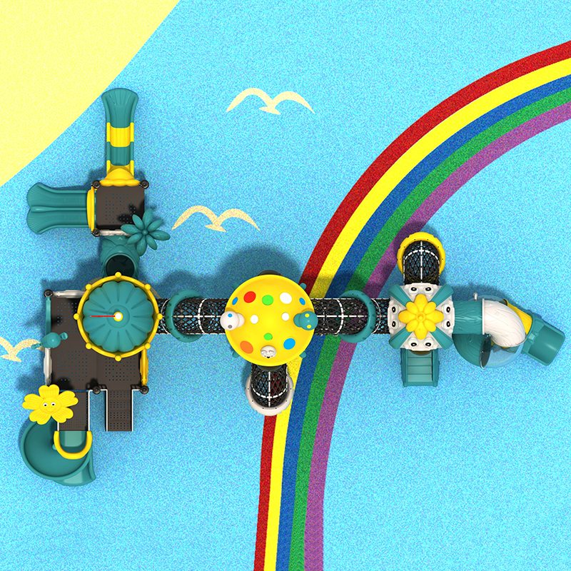 森林探险游乐场滑梯，与孩子们一起户外玩耍