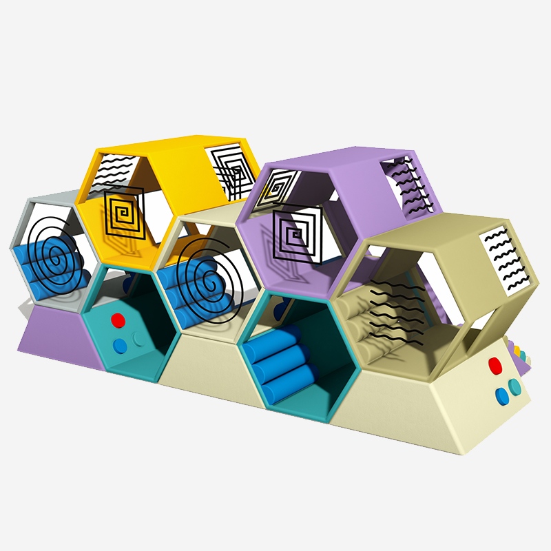 蜂巢式软体攀爬游乐组合_幼儿园触觉感知器材_早教软体玩具批发