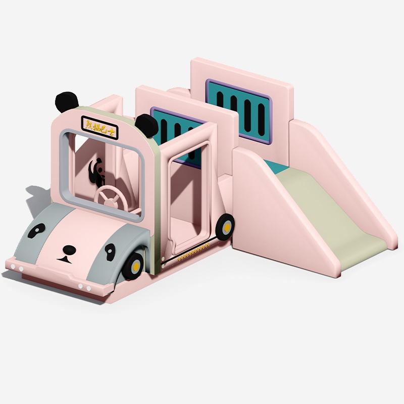 熊猫巴士主题室内软体攀爬器带滑梯